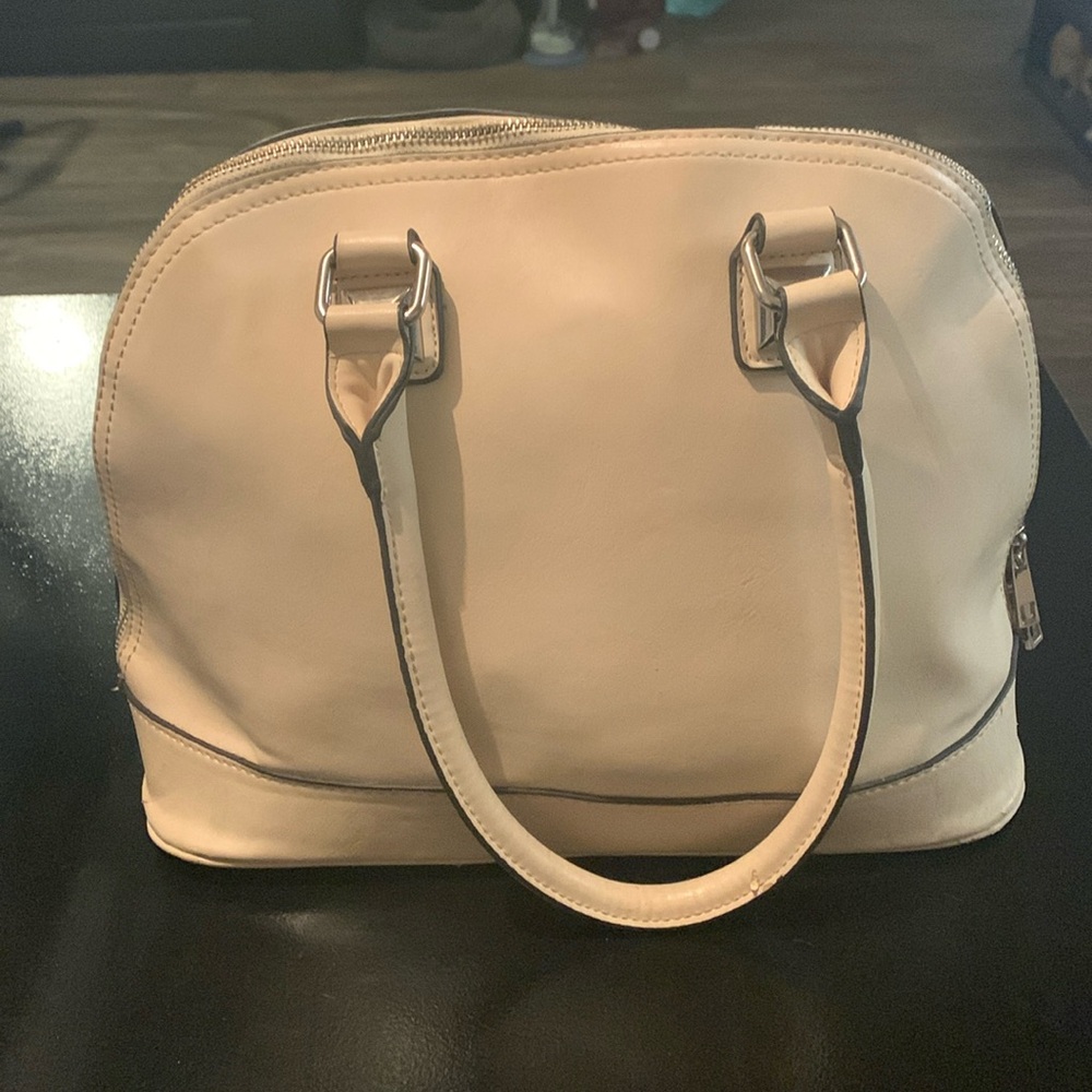 Cream leather bucket purse